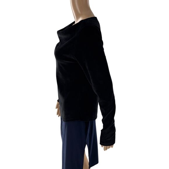 Peruvian Connection Black Victoria Velour Drape Neck Top - Picture 7 of 11